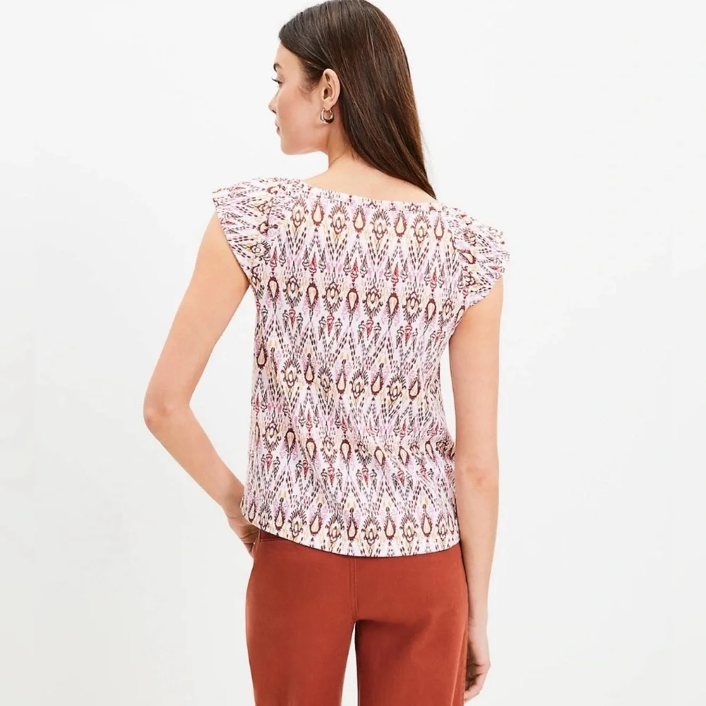 LOFT Ikat Ruffle Tank Top - Picture 3 of 4